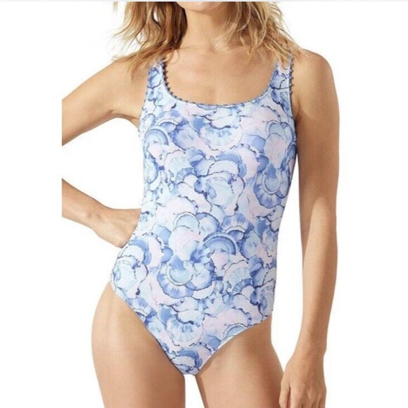 Tommy Bahama Women's Reversible Lace-Up-Back One-Piece Swimsuit Size 12 - Picture 1 of 8